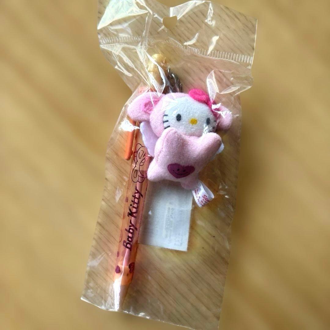新品未開封 天使 ベビーキティ マスコット付き ボールペン うさぎ ピンク