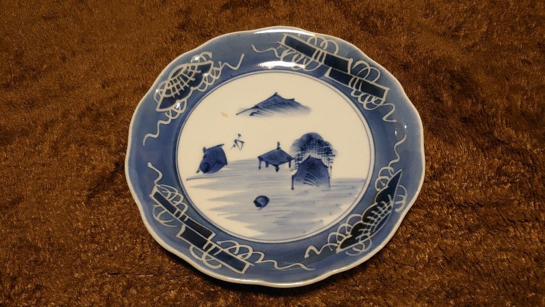 古伊万里　伊万里　染付　白抜　中皿　蔵出し　１客