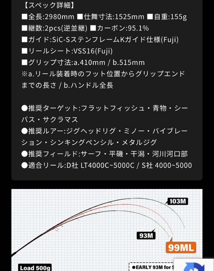 【美品】ヤマガブランクス　アーリー　99ML