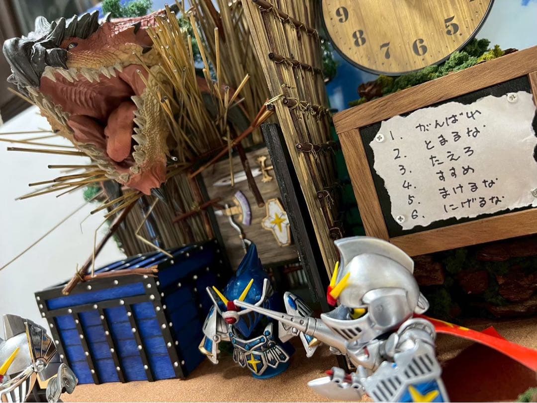 モンハンフィギュア　モンハンワイルズ　リオレウス ガンプラナイトガンダムジオラマ