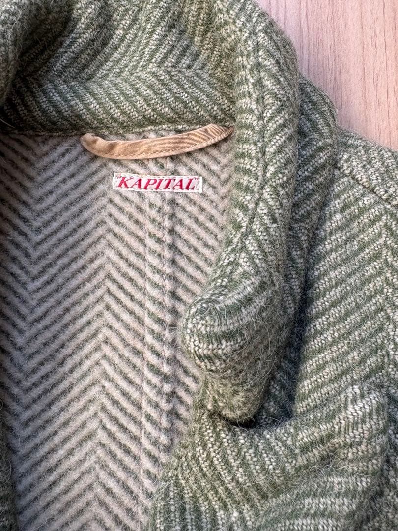 KAPITAL ヘリンボーン ベスト Lサイズ オリーブグリーン