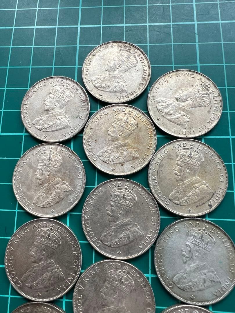 外国銀貨　海峡植民地50C銀貨　13枚まとめロット