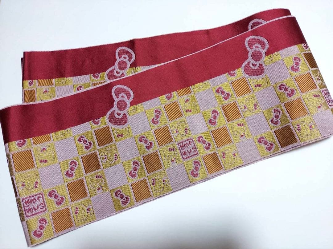 ハローキティ　博多織　半幅帯　絹　浴衣