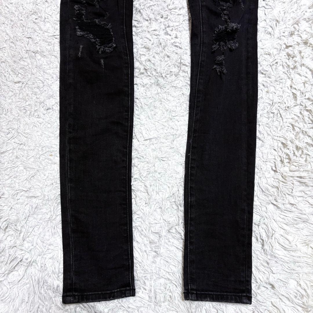 【極美品】mnmlミニマル　ダメージ加工スキニーデニムジーンズ　バンダナ　w30