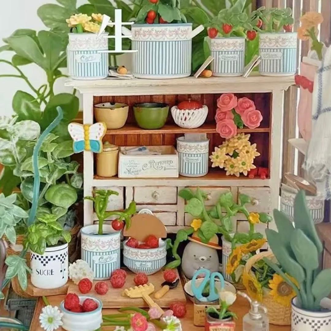 ミニチュア　キッチン雑貨　ブルーストライプ　西洋雑貨　ドールハウス 1/6