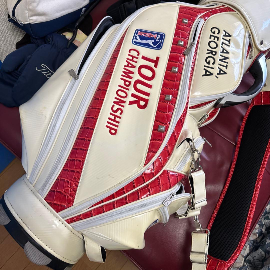 激レア モデル プロ PGATOUR 赤クロコ キャディバッグ 3点式