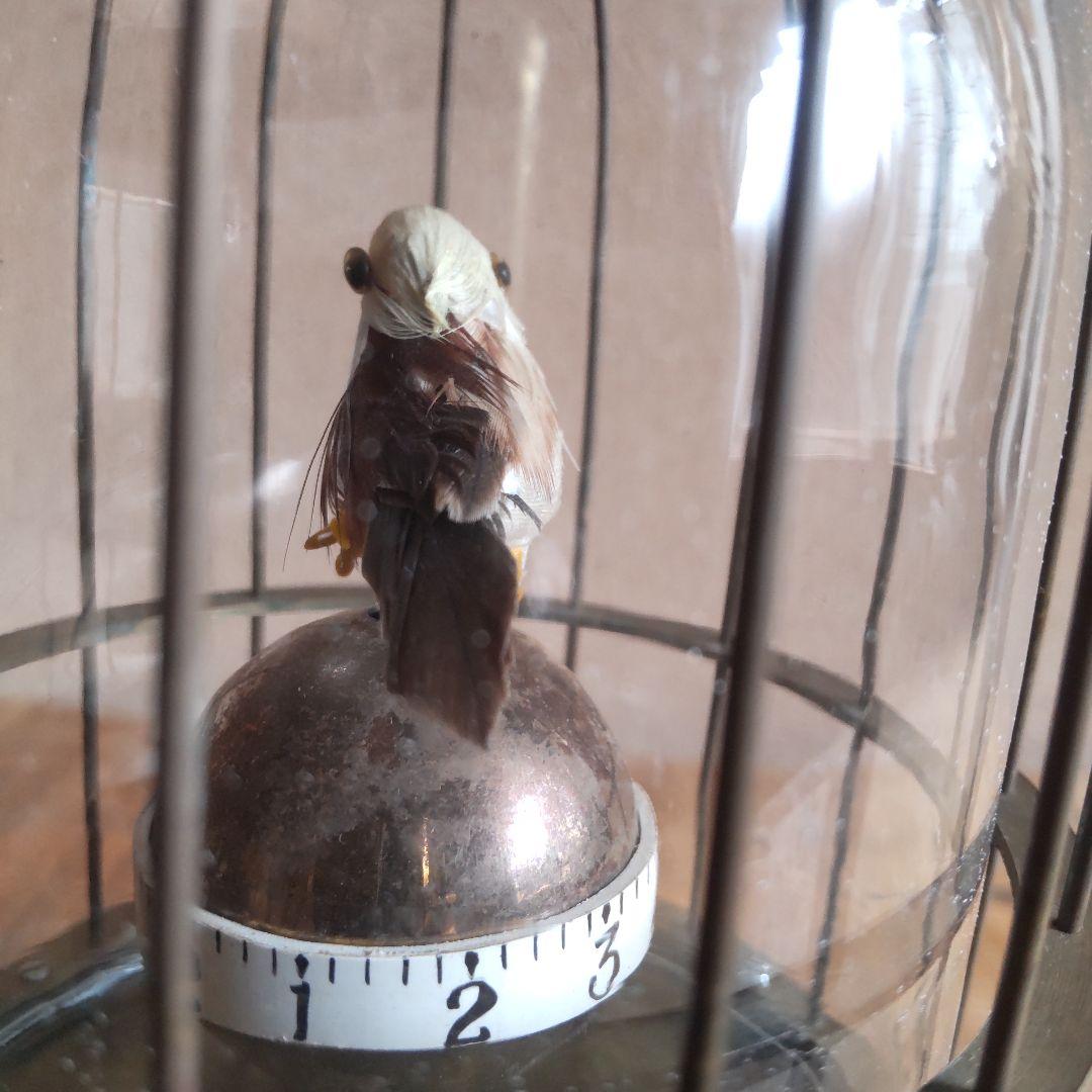 【稼動品】鳥かご時計 鳥籠時計 置時計 ゼンマイ式 アンティーク 美品