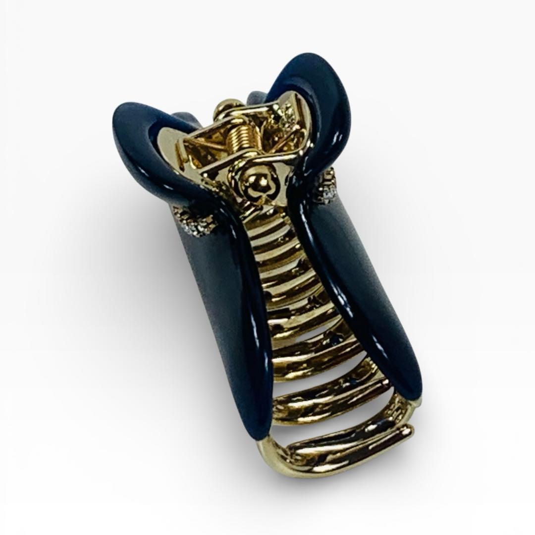 美品　acca アッカ ヘアクリップ ラインストーン ネイビー M イタリア製