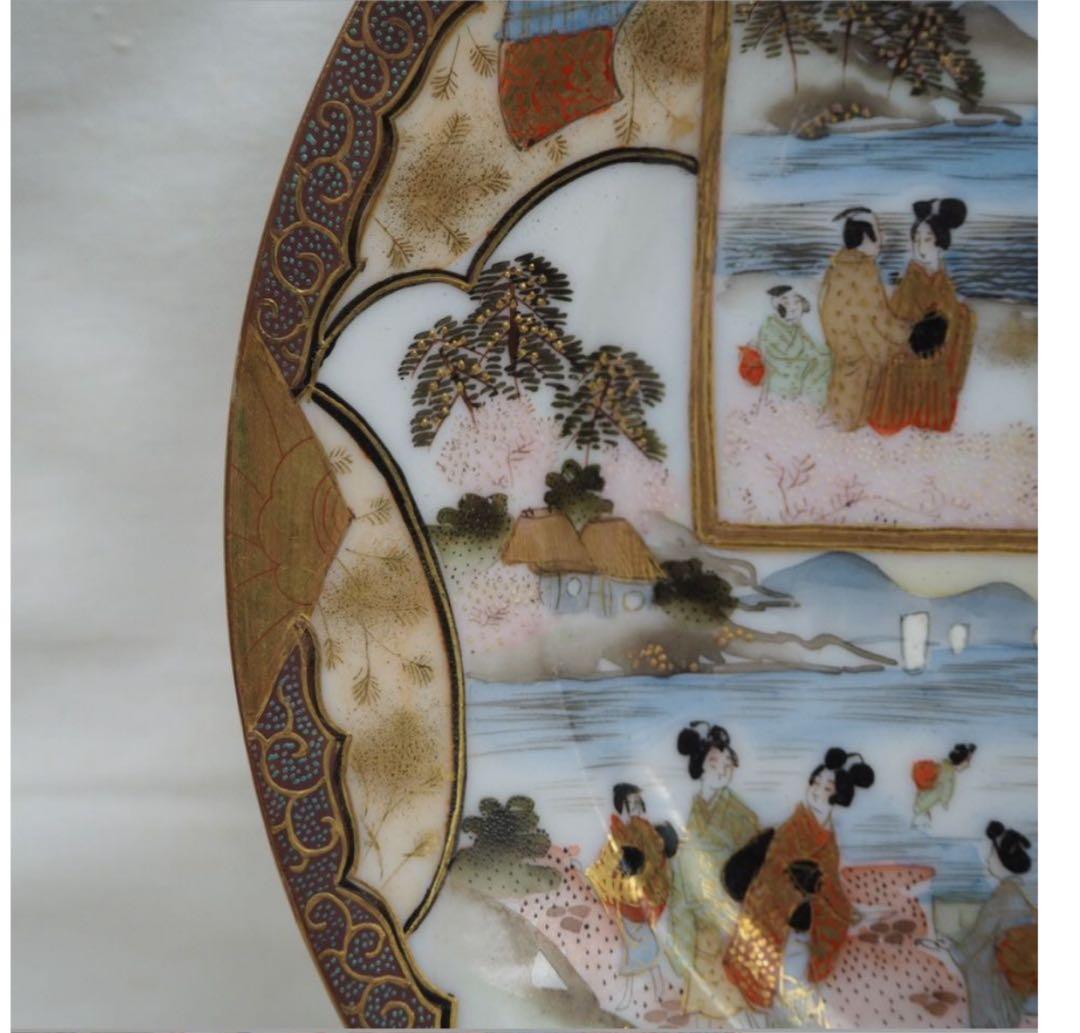 送料無料　明治時代　加賀国奥？製　九谷焼細密絵皿　径18ｃｍ