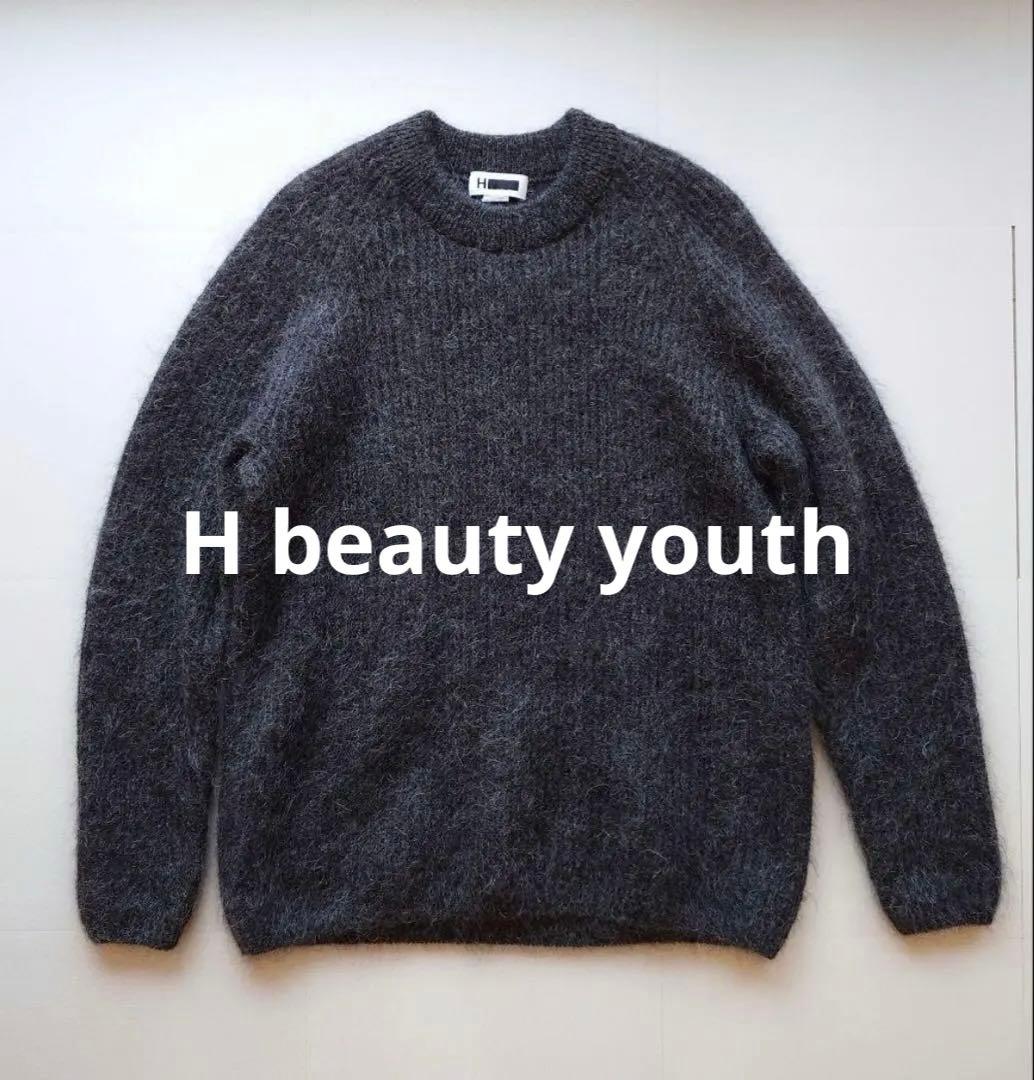 H beauty youth モヘア ニット セーター チャコール グレー M