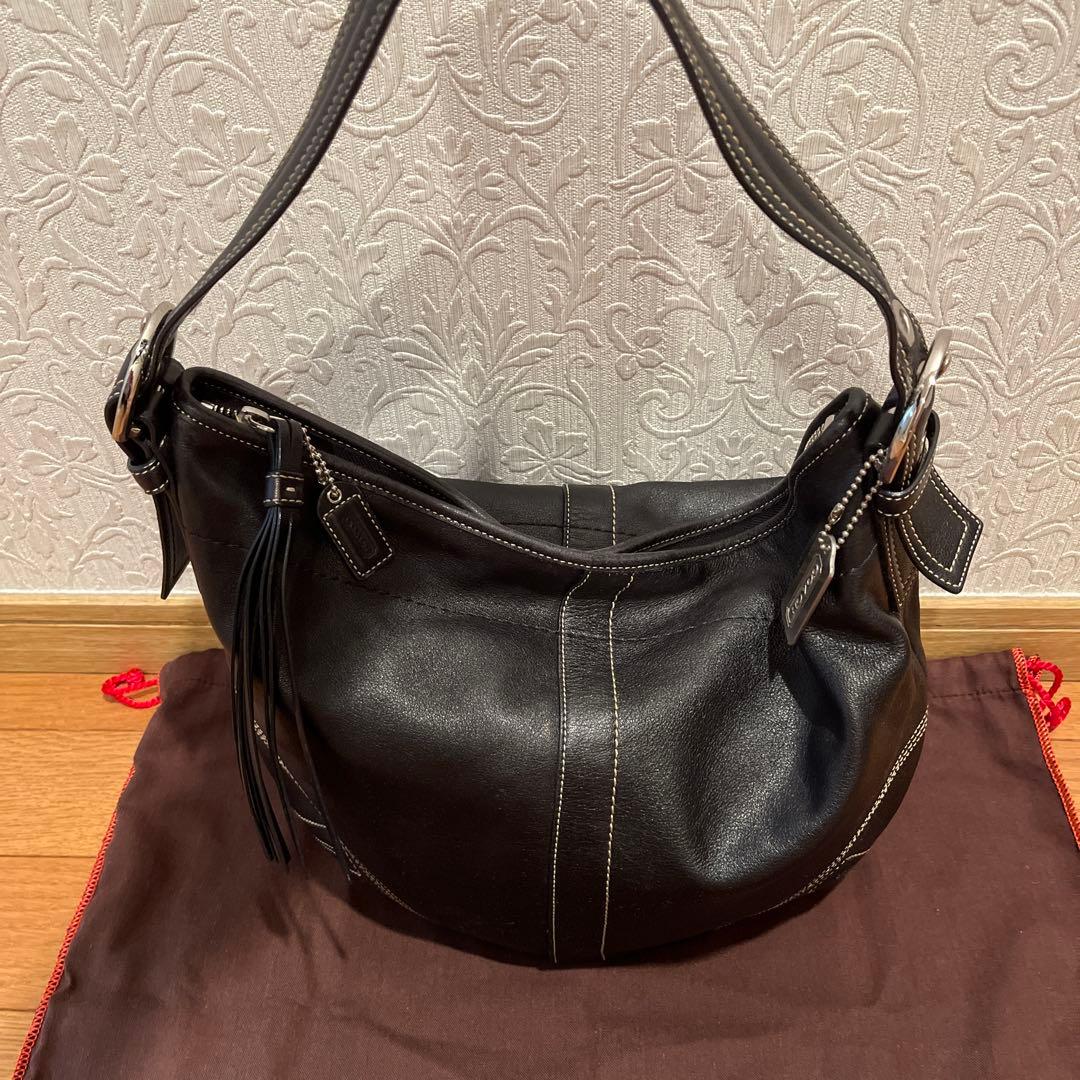 極美品✨COACH ブラックレザー ショルダーバッグ