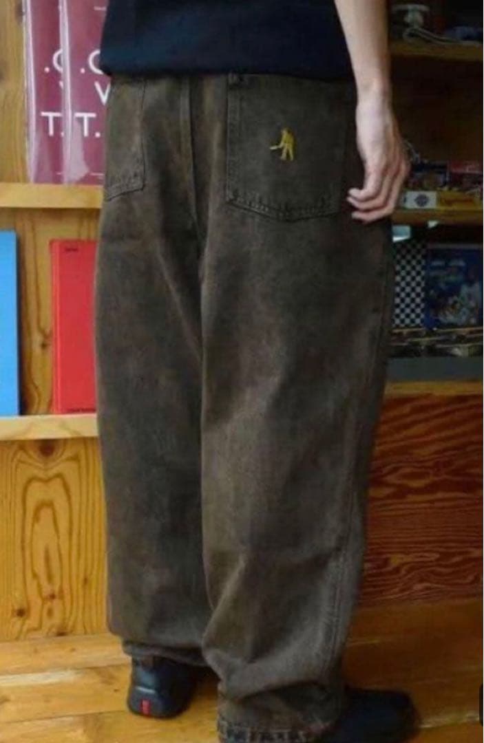 PASSPORTブラウンデニム ワイド 36 美品 スケーター