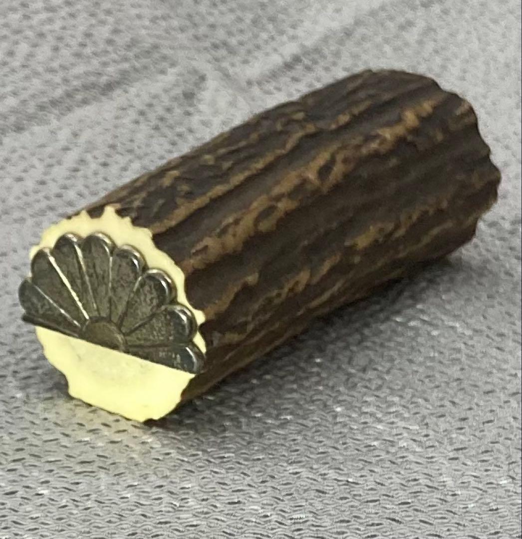 B439s「春日大社鹿角香合」木遊軒一丘造一司作　共袋(一丘)共箱(一丘一司銘)