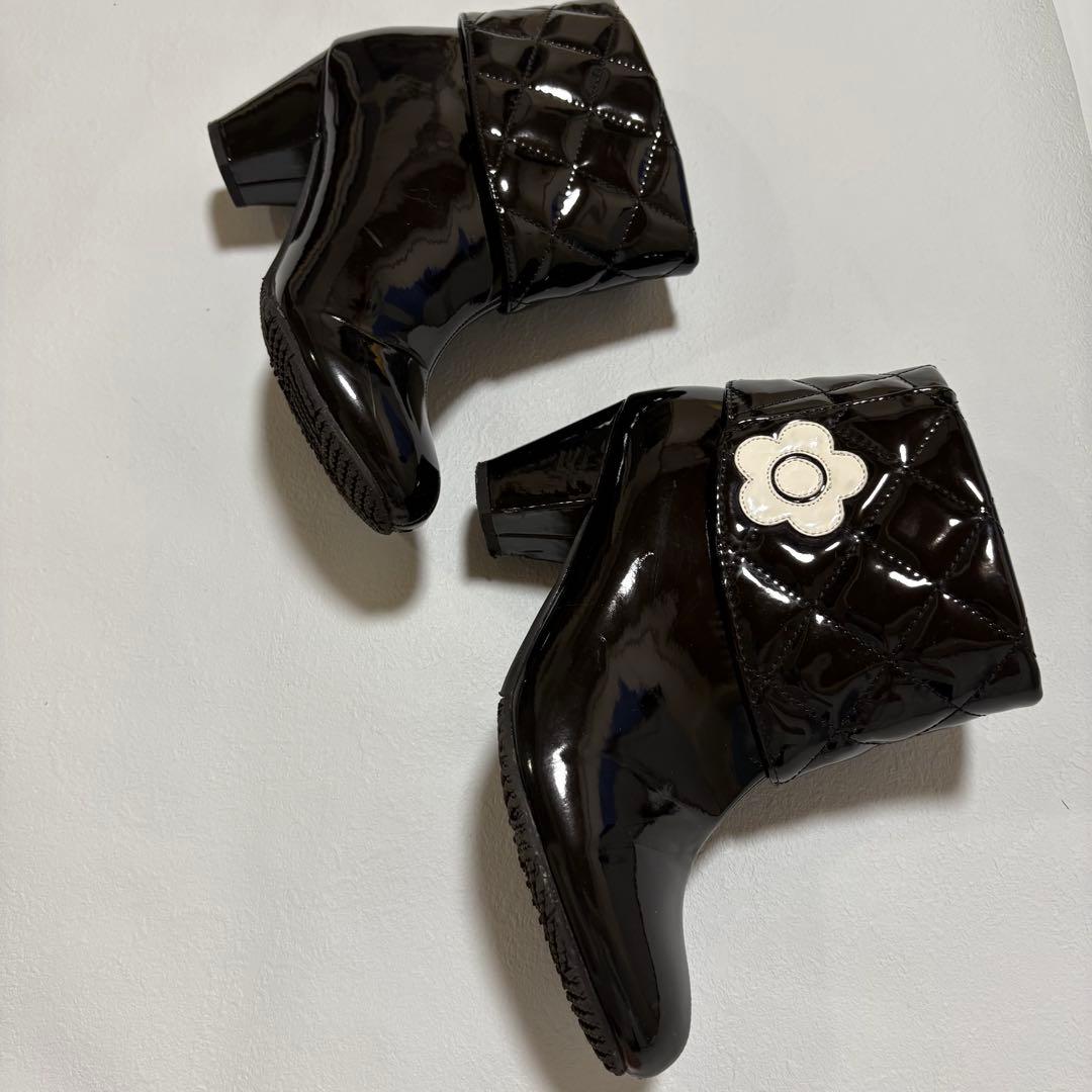 マリークワント キルティング レインブーツ デイジー ブラック M 長靴