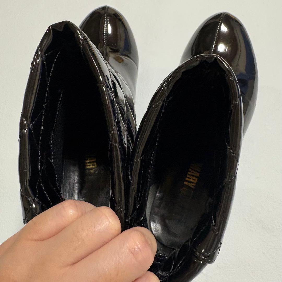 マリークワント キルティング レインブーツ デイジー ブラック M 長靴