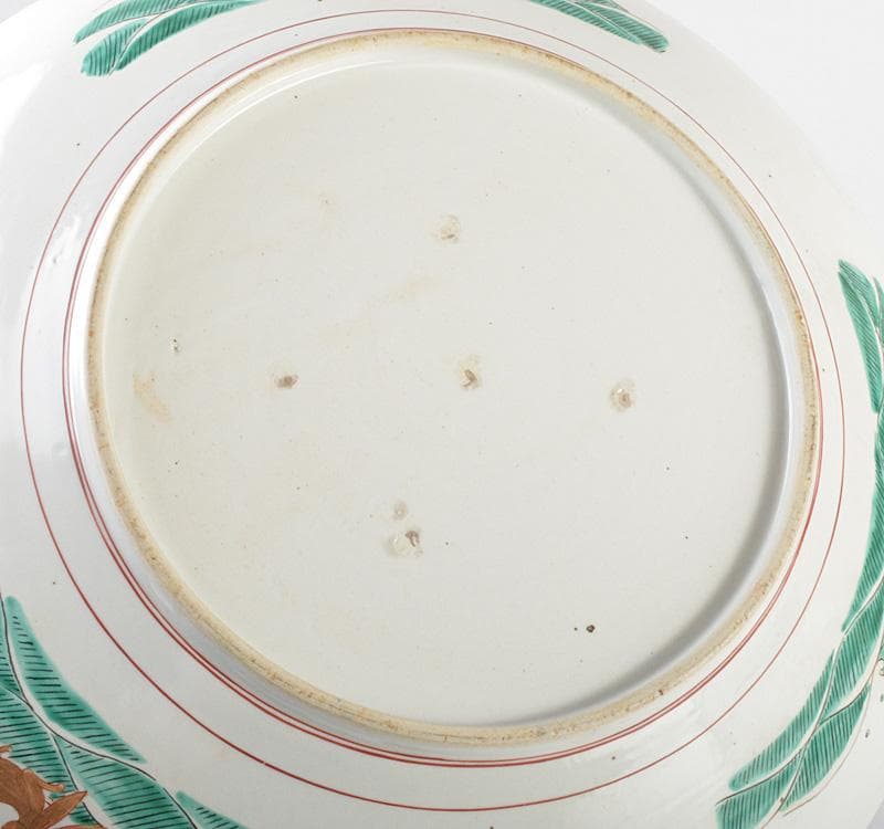 九谷焼　古九谷　赤絵金彩　花文　飾皿　大皿　直径約43.5㎝　M　R4861C