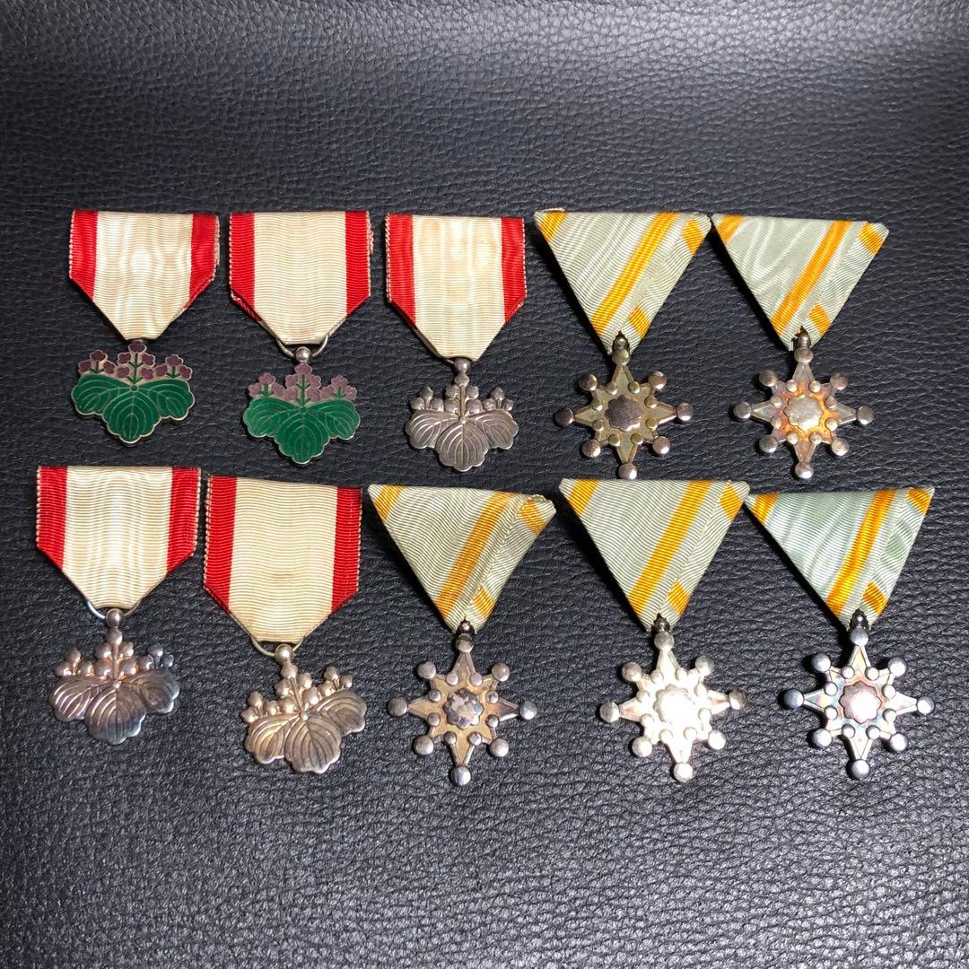 【送料無料】 勲七八等旭日章・瑞宝章 勲章 記章 徽章 純銀製 10個セット