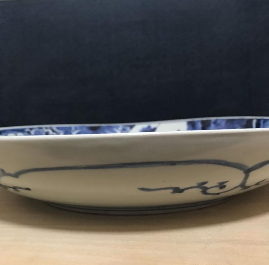 江戸中期 古伊万里「松竹梅図染付大皿」本物保証