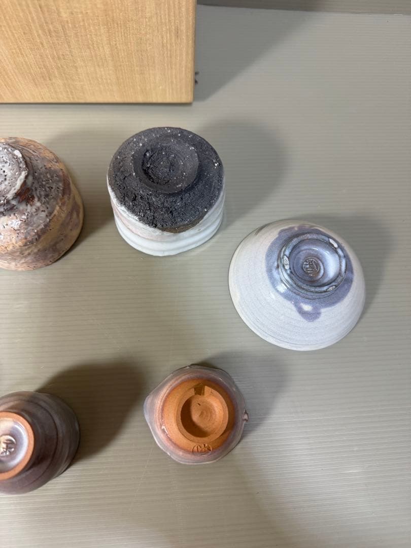 2283  萩焼　大和保男　酒盃　7客　未使用