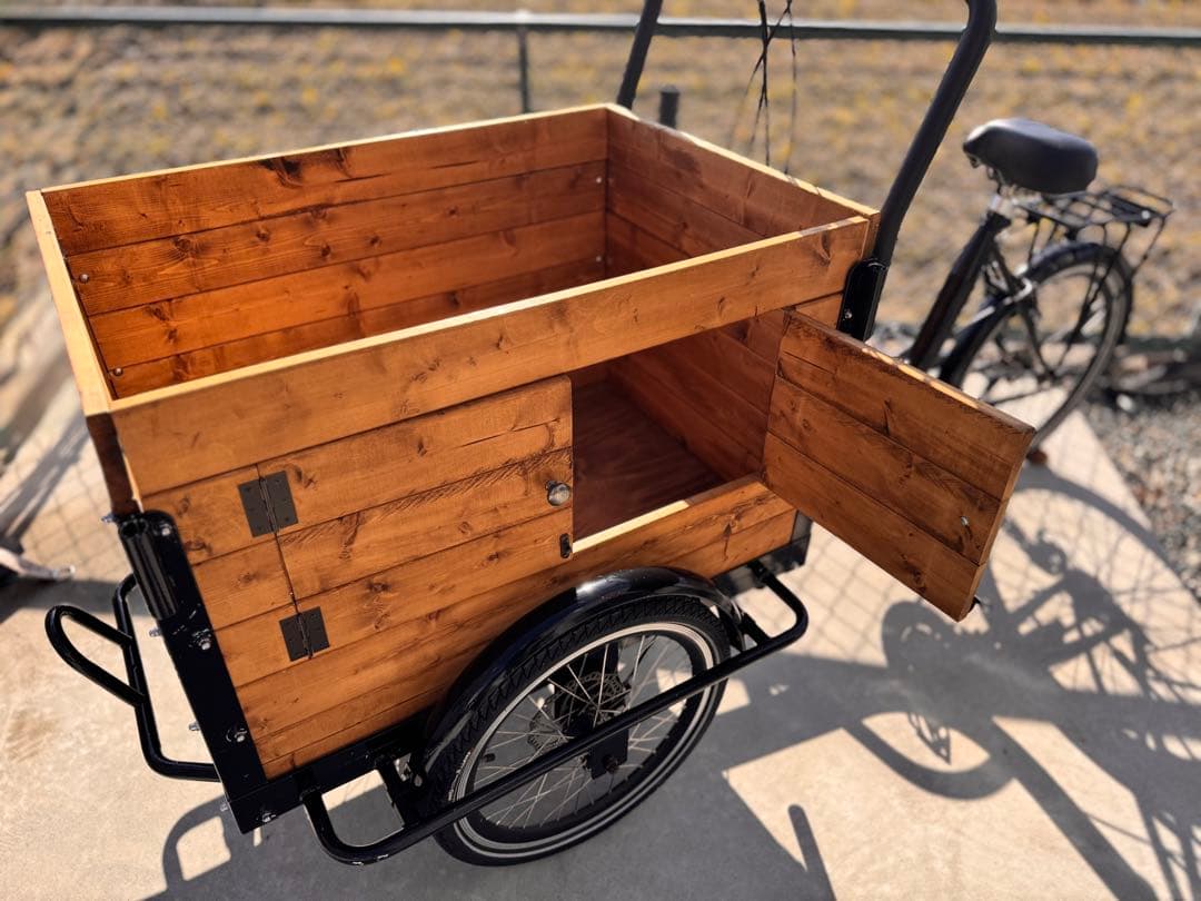 カーゴバイク 三輪自転車 フロントカーゴ 木箱付き【★直接引渡しのみ】