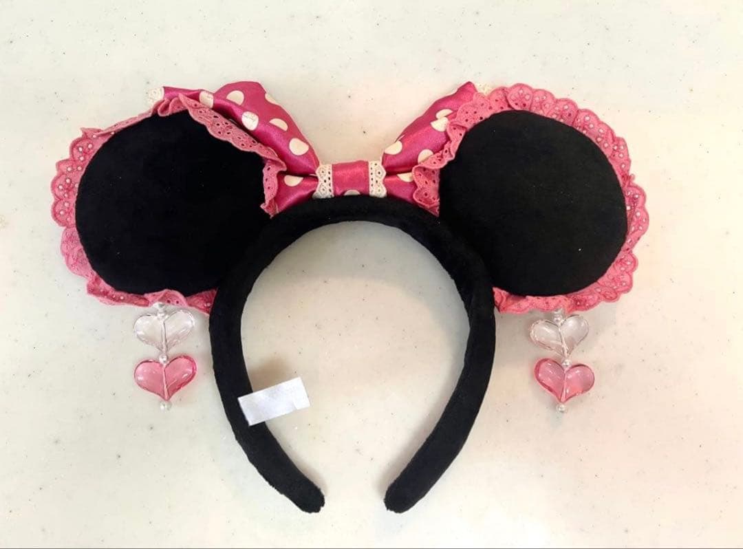 ミニー　カチューシャ　ピンク　フリル　イヤリング