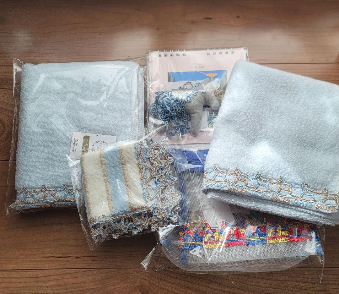 近沢レース　福袋　フェイスタオル二枚　ダーラナホースのみ無し