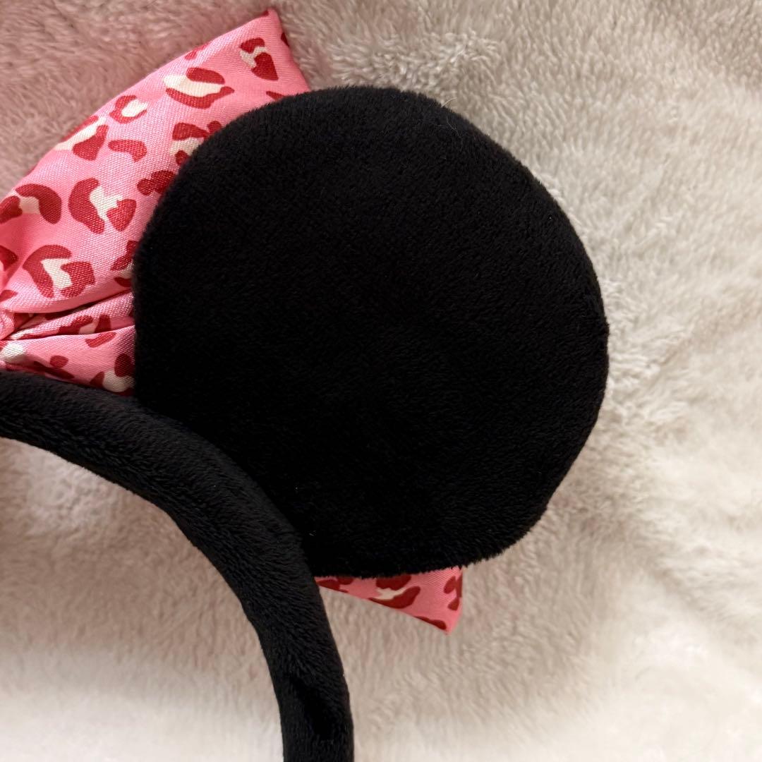 東京ディズニーリゾート ミニーマウス ピンク ヒョウ柄 リボン カチューシャ