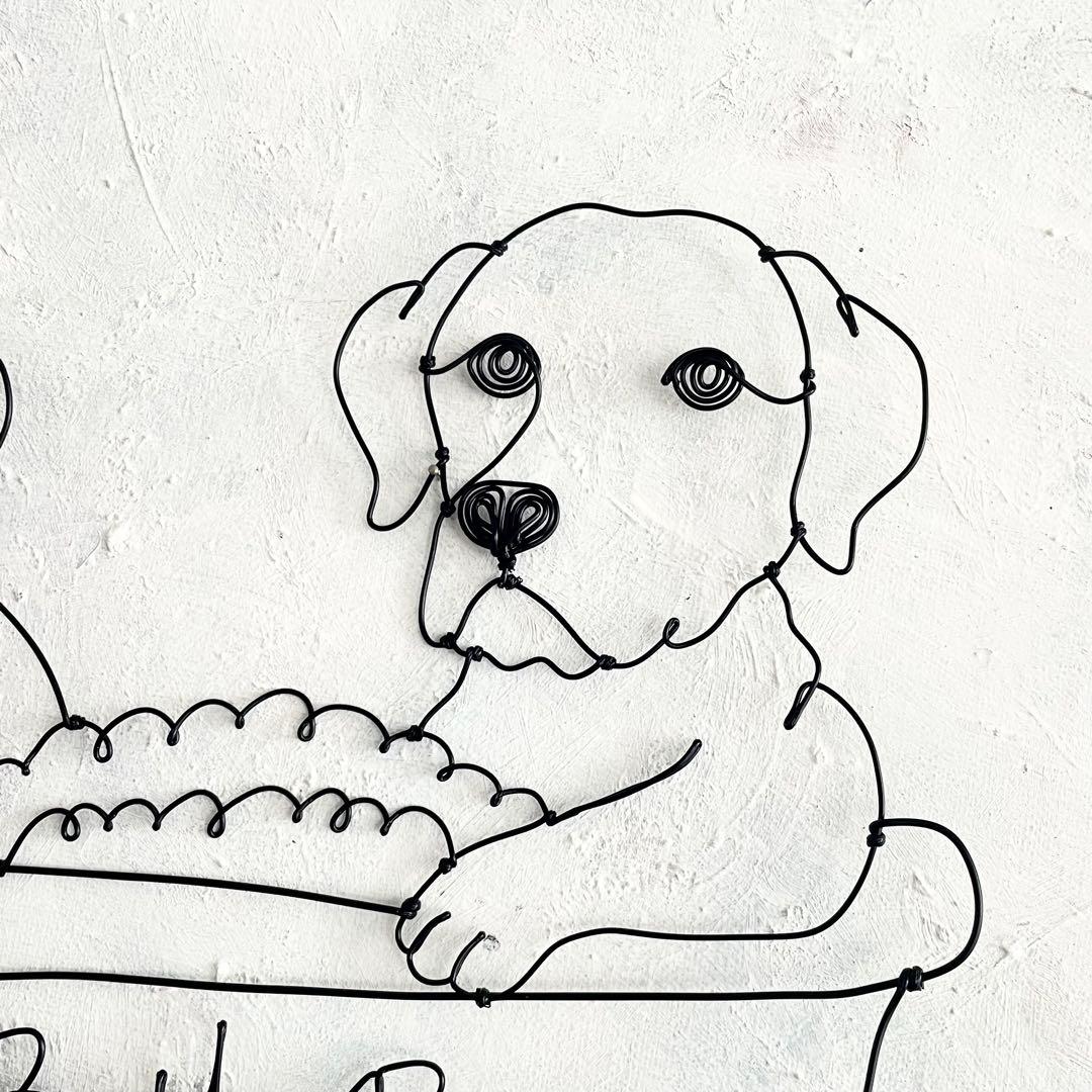 お風呂に入るラブラドール　ワイヤーアート