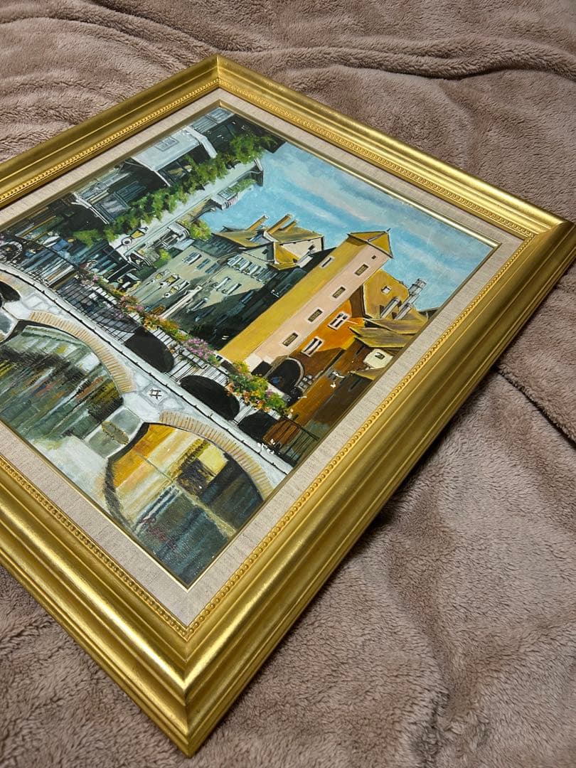 原良次の油彩画、[花のある町・フランス] サイズ　F10