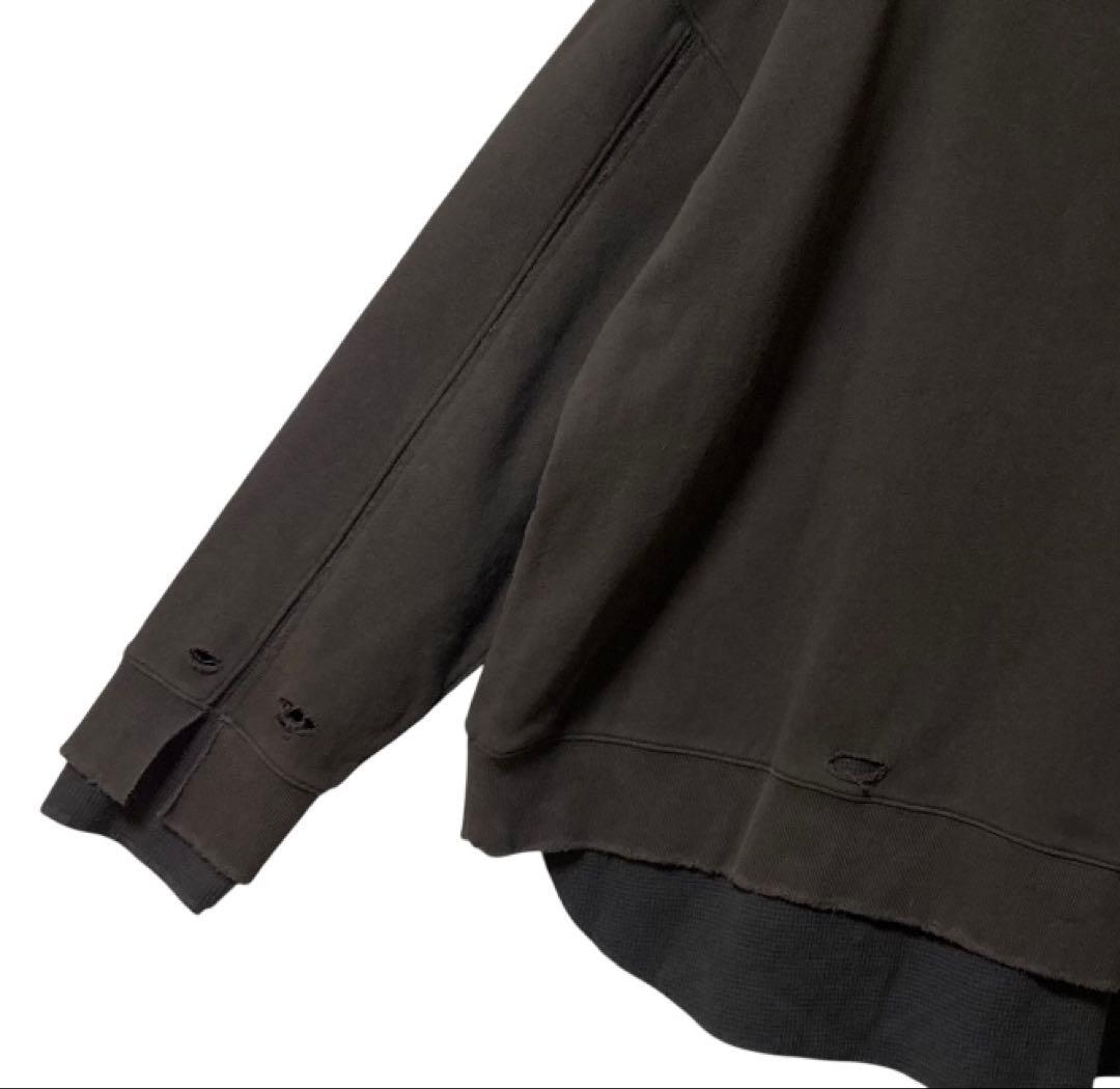 美品‼︎ ADAM PATEK ダメージ加工 スウェット トレーナー ワッフル重着