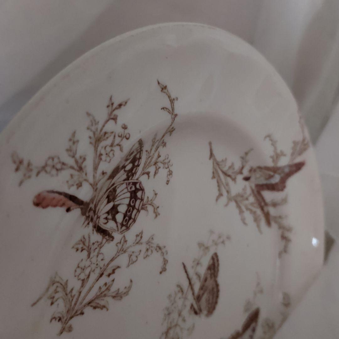 Luneville KG 花リムデザートプレートフランスアンティーク・レア　蝶