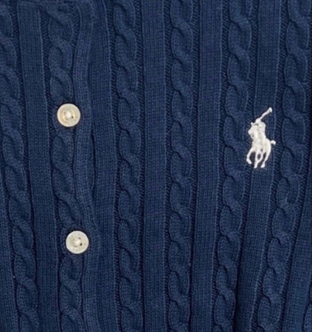 セールPoloポロラルフローレンケーブルカーディガン ニット セーター　ネイビー