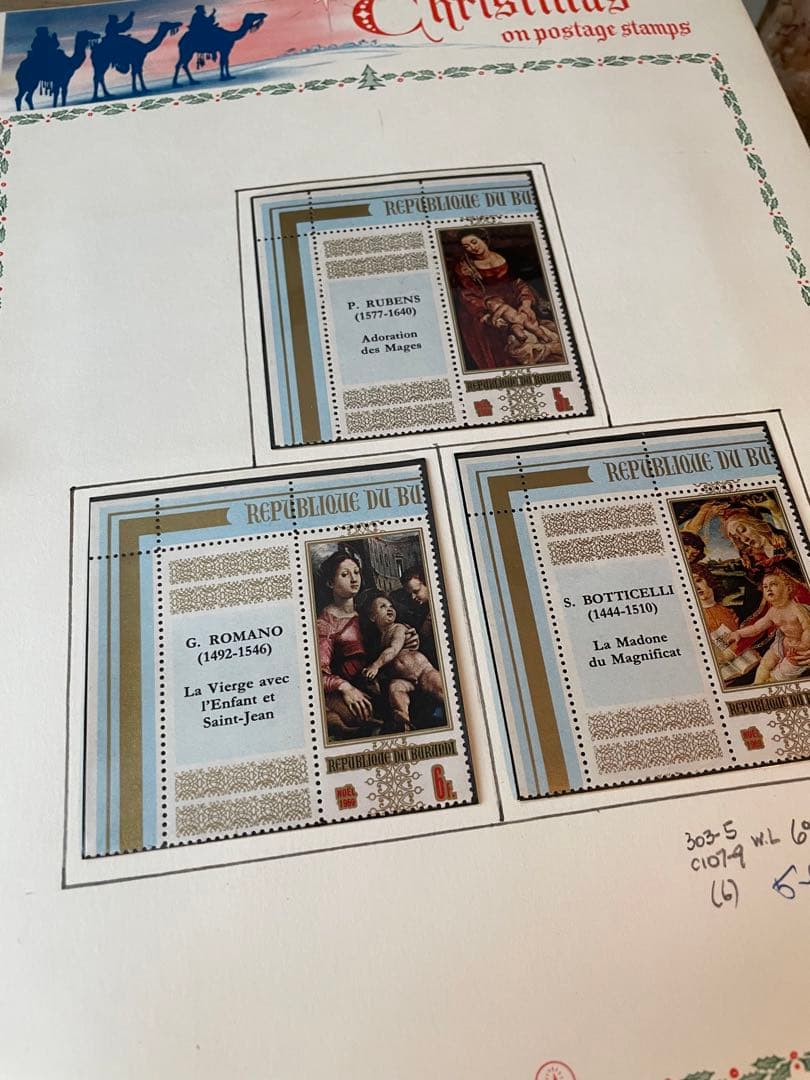 ヴィンテージ　クリスマス切手　1960〜70年代　ジャンクジャーナル