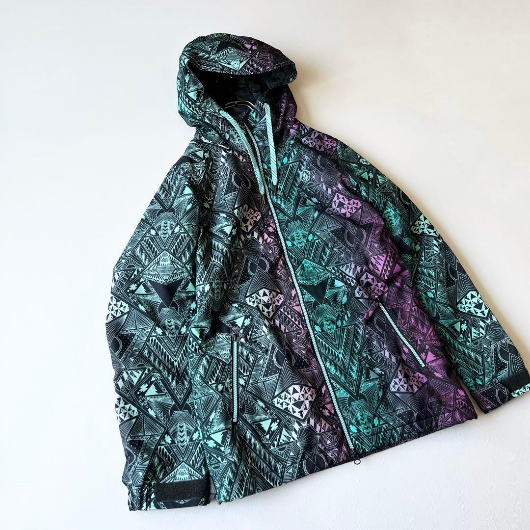 3281【美品】ボルコム　ジャケット 総柄 中綿入り スノボウェア レディース