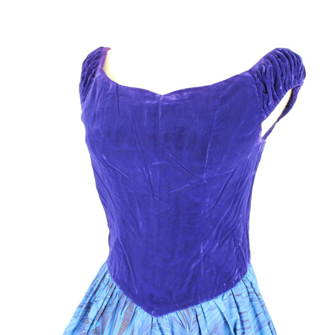 【フラダンス用衣装 ハワイ製 ベロアドレス】CC FASHIONS ブルー