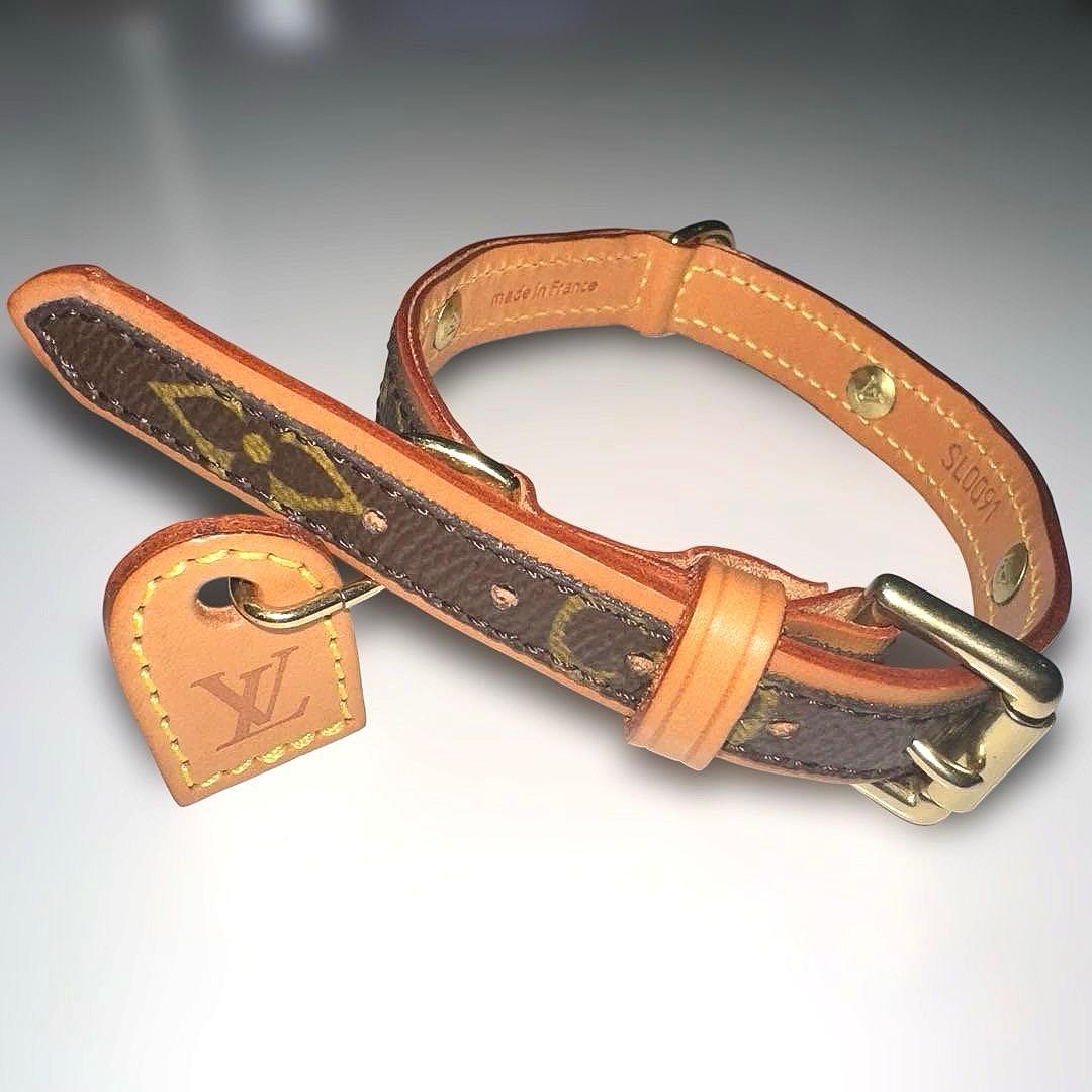 【極美品】LOUIS VUITTON 犬用首輪 モノグラム レザー 小型犬