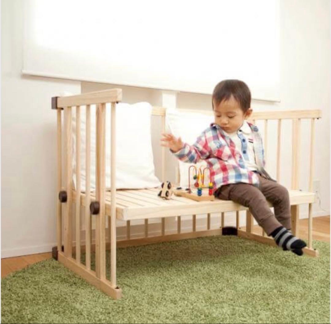ファルスカ ベビーベッド ミニジョイントベッド 木製 キャスター付き 引き取り可
