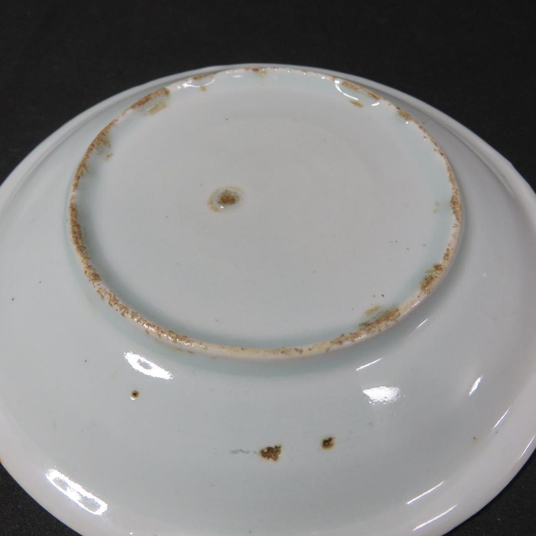 皿 5枚 古伊万里 染付 山水 江戸 窯傷 家屋 船