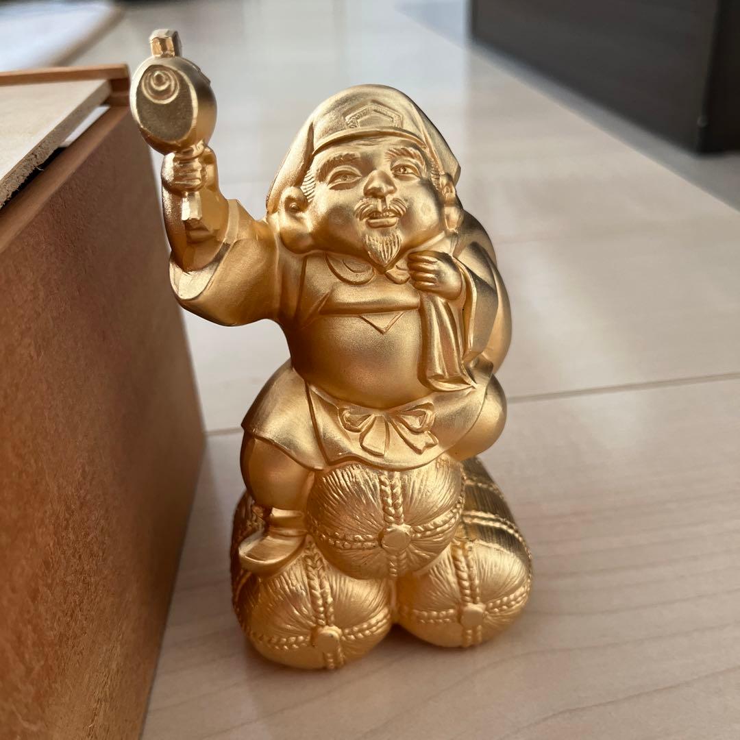 大黒天像　小田秀師作　縁起物 開運招福 K24GP鍍金 名入り箱付き