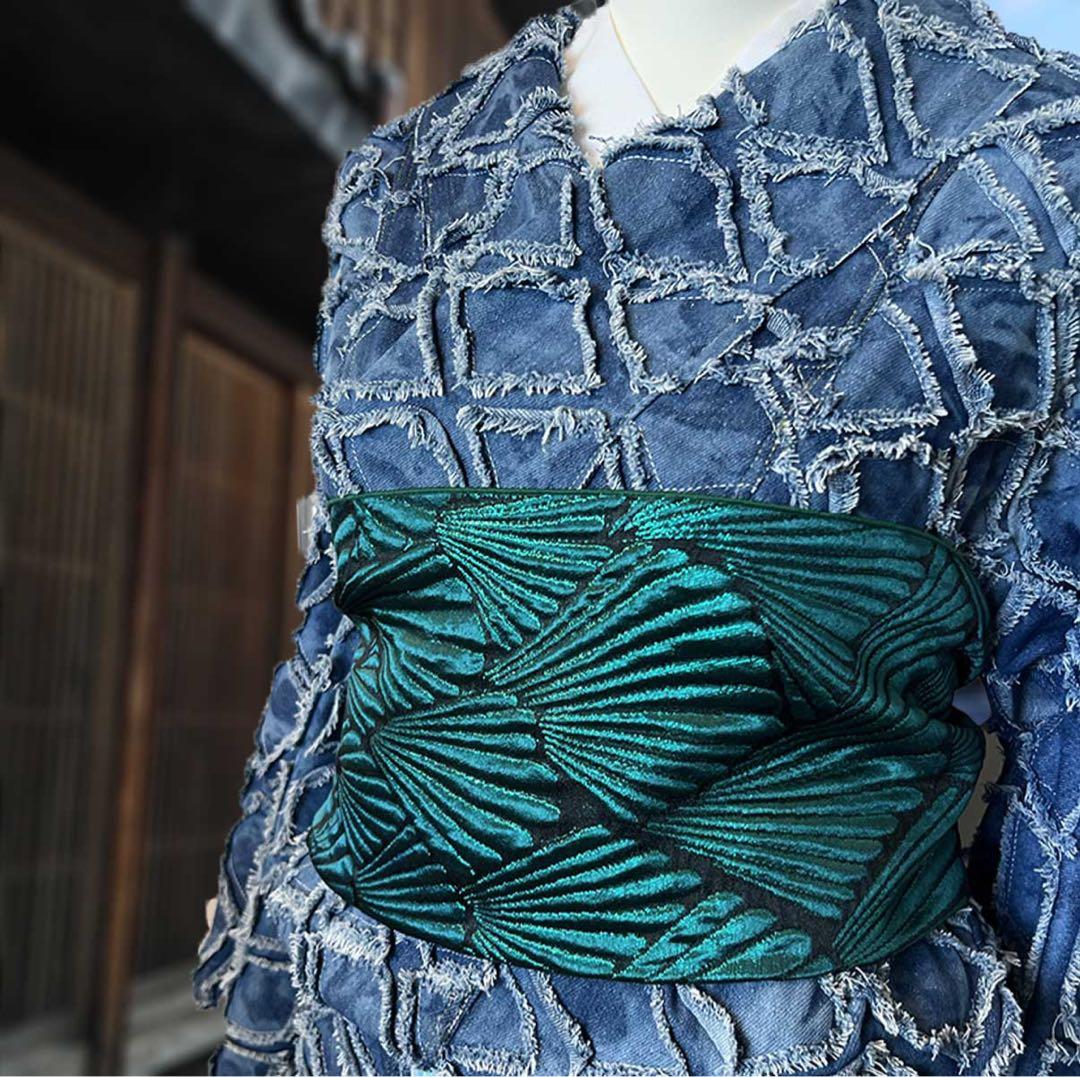 大人兵児帯　翠緑の貝殻　プレゼントにも人気です♪