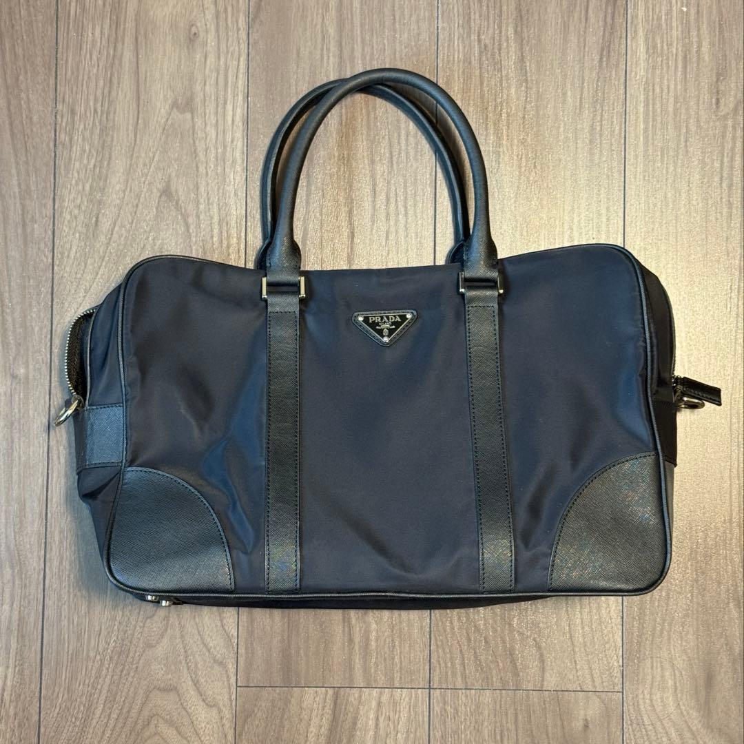 あ*ん様 PRADA プラダ ビジネスバッグ ナイロン レザー 黒