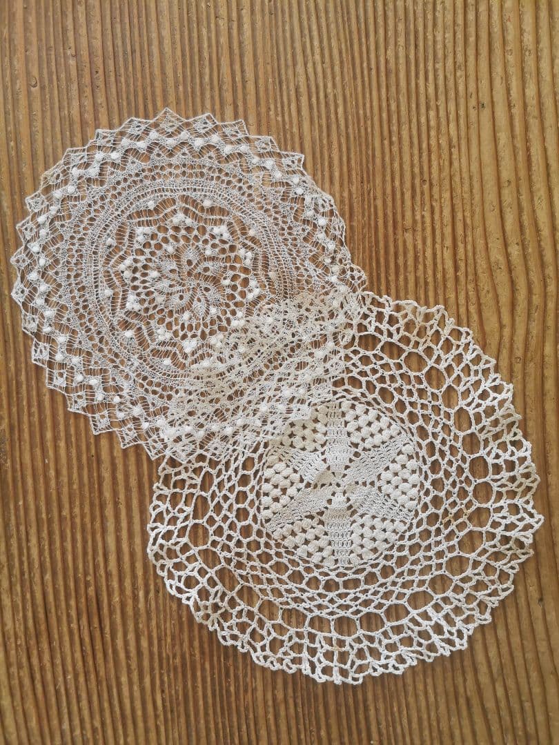 アンティーク ポルトガル レアなアゾレスレース極細糸ドイリー ふわふわの淡雪