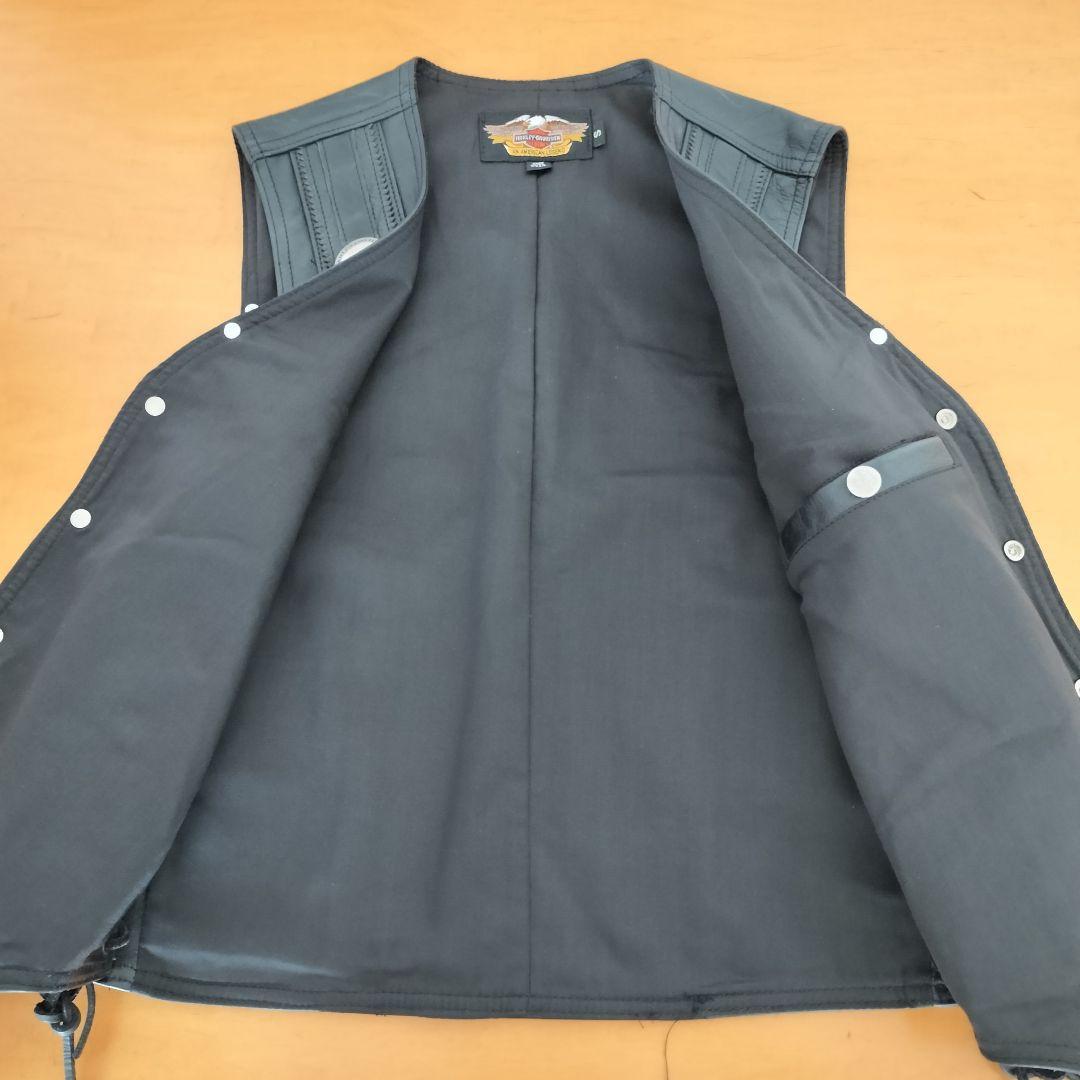 ハーレーダビッドソン USA製 コンチョ付き メンズ レザーベスト S