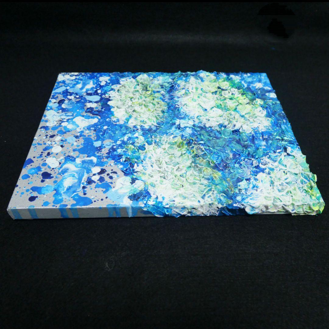 油絵 油彩 油彩画 絵 絵画【梅雨の水たまり白い紫陽花】