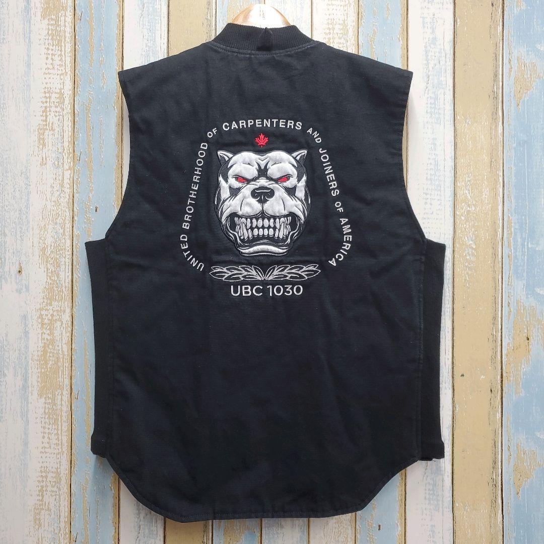 HA194☆タフダック☆ダックベスト☆ビッグロゴ刺繍☆ピットブル☆黒☆L相当