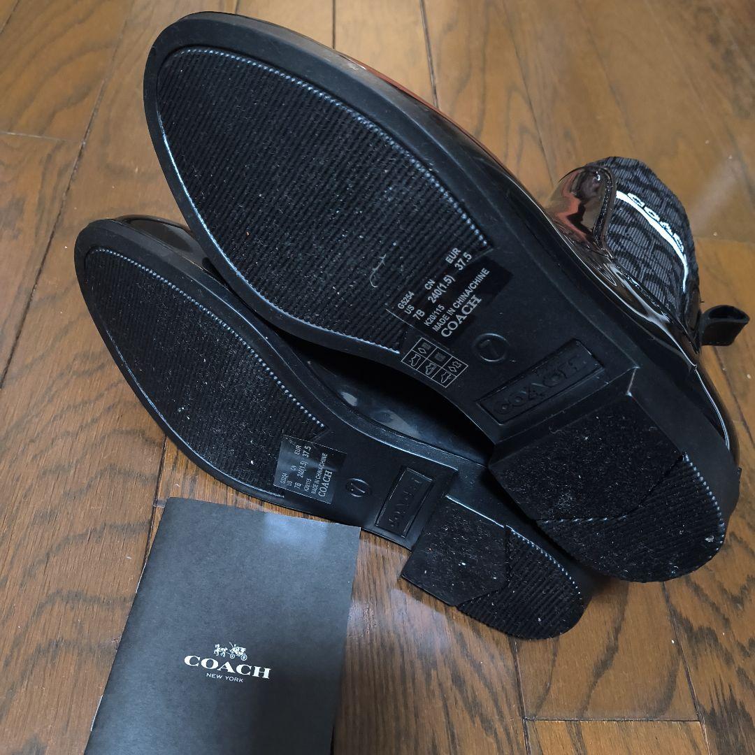 新品☆難あり COACH コーチ ブラック レインブーツ 長靴 レインシューズ