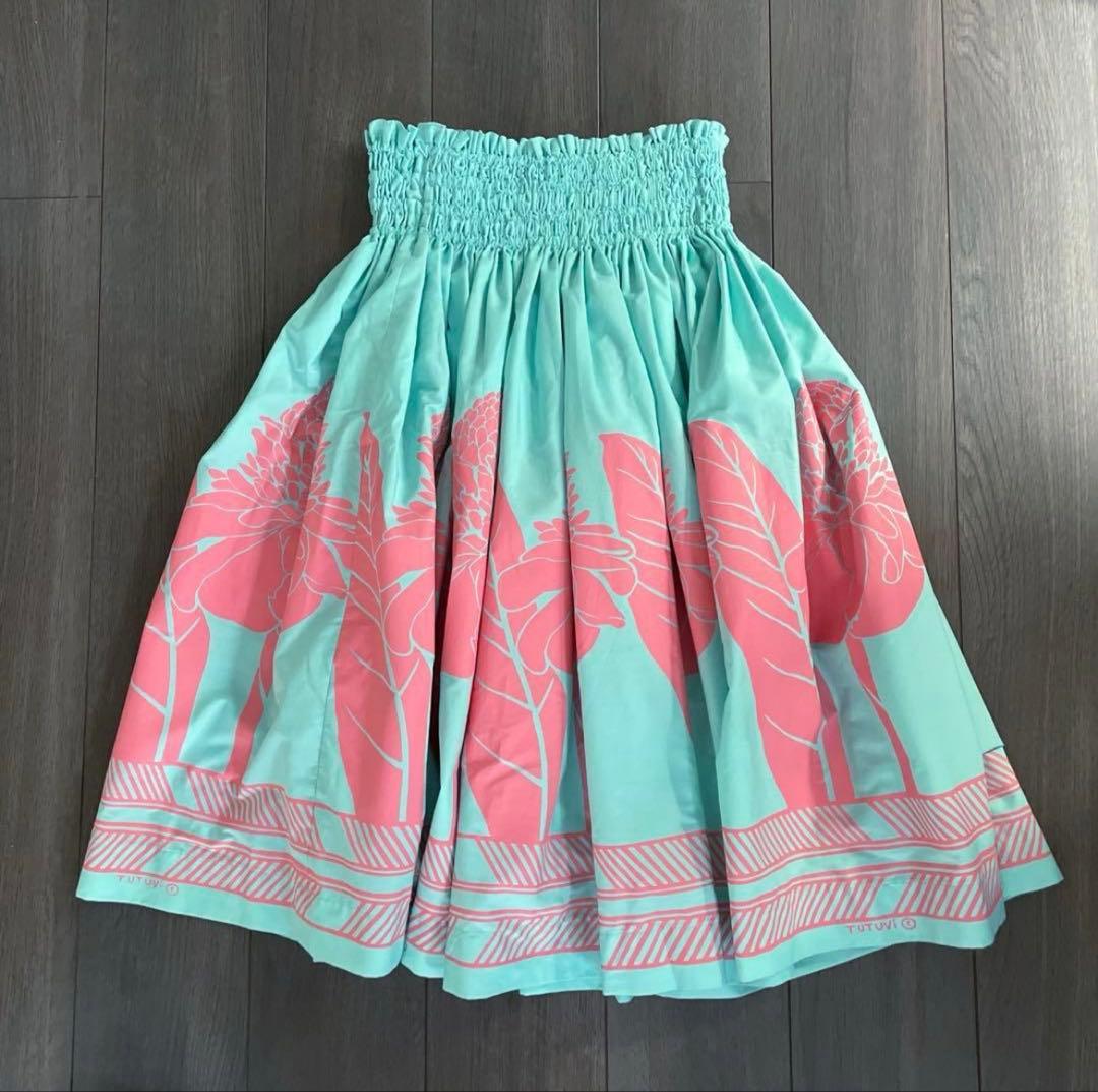 TUTUVI フラダンス用スカート 水色ピンク　丈は77