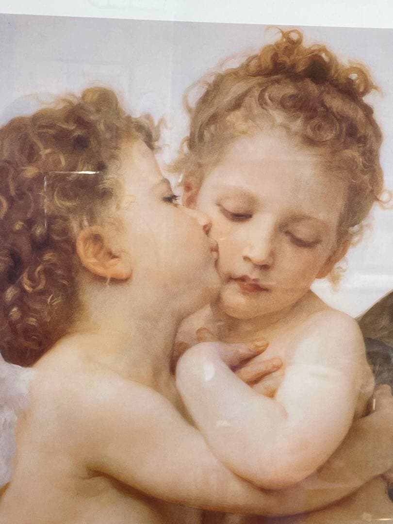 二人の天使 エンジェル 複製画 イタリー製 額縁付き 美品