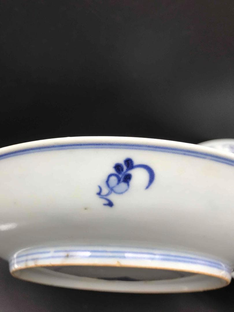 中国古美術　清雍正ー乾隆時代　染付花紋　唐草紋　皿　一対(B-2)