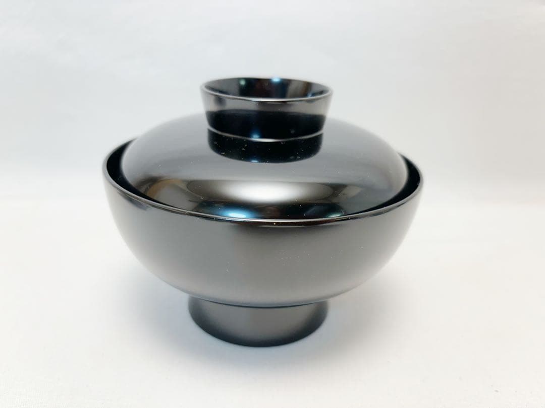 未使用 懐石道具 能登国 ぬし小西玄州 木製黒塗 利休本型 汁椀6客揃 共箱